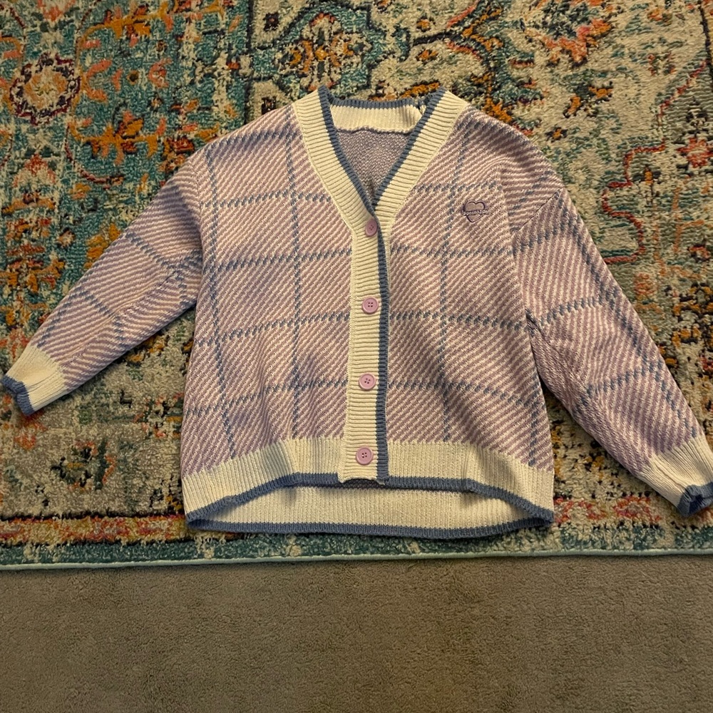 Purple and White Cardigan